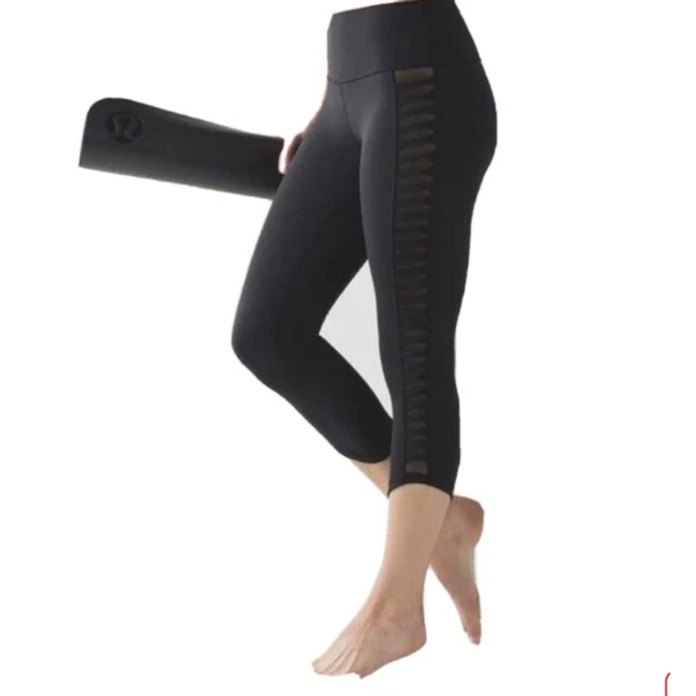 Lululemon Athletica Black Capris with Mesh Accents